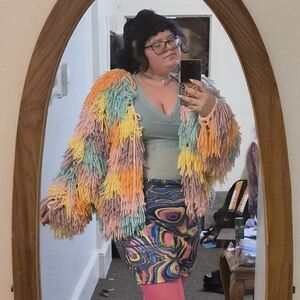 Pastel Yarn Fringe Jacket